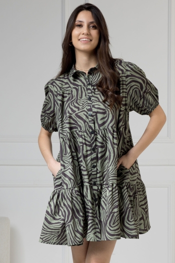 Sukienka CINDY Zebra Khaki  - WUALAA Women