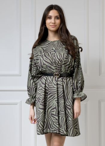 Sukienka damska AMBER Oversize Zebra Khaki - Wualaa Women