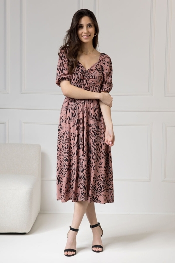 Sukienka midi CHLOE Safari Dusty Pink - Wualaa Women