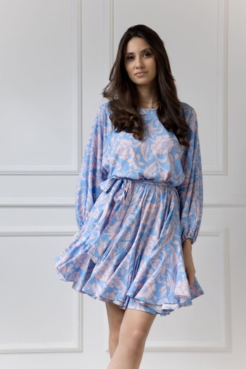 Sukienka damska INEZ Rustic Symphony Blue/Apricot - WUALAA Women