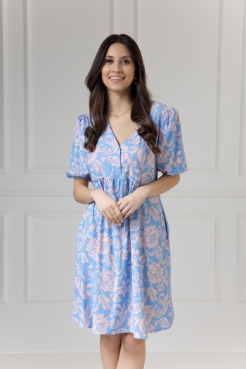 Sukienka damska Emily Rustic Symphony Blue/Apricot - WUALAA Women