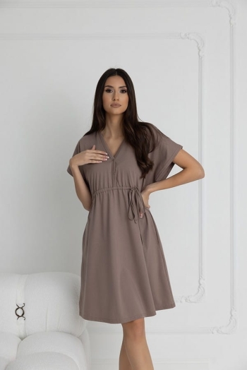 Koszula nocna ciążowa do karmienia Rebeca Taupe | Dolce Sonno