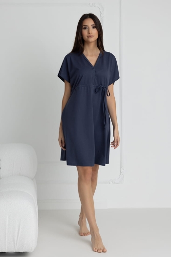Koszula nocna ciążowa do karmienia Rebeca Deep Blue | Dolce Sonno