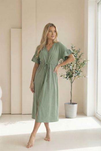 Długa koszula nocna ciążowa do karmienia Astrid Szałwia | Dolce Sonno