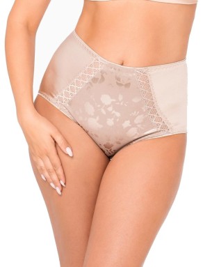 Eleganckie figi Babell BBL 198, zbliżenie na połyskujący materiał i płaską gumkę w pasie.