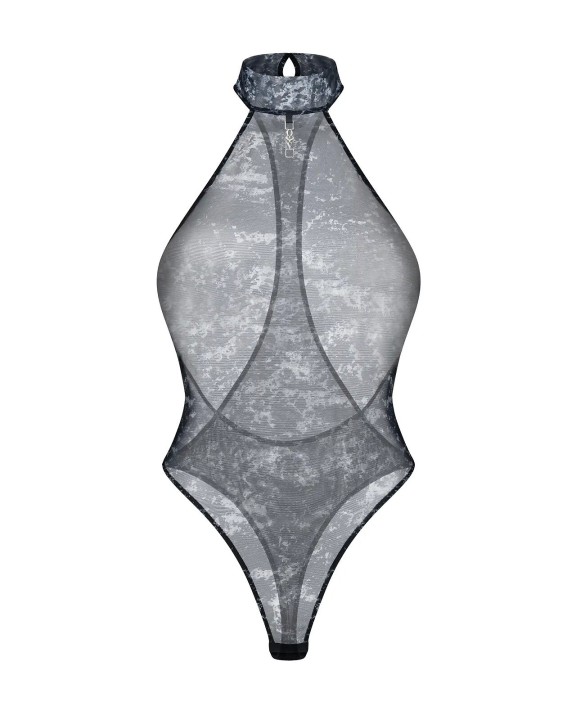 Eleganckie body Obsessive Corrosis z odkrytymi plecami i paskiem