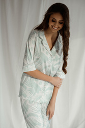 Elegancka piżama damska z kołnierzykiem Roxie/Liście Iceberg - Dolce Sonno