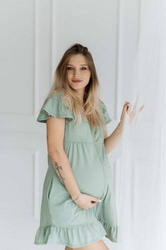 Koszula ciążowa i do karmienia rozpinana na napy Arica/Szałwia - Dolce Sonno