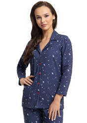 Piżama damska z kołnierzykiem Luna reniferki 613