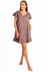 Koszula ciążowa i do karmienia rozpinana na napy Arica/Taupe - Dolce Sonno