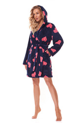 Szlafrok damski krótki z kapturem Futura - L&L