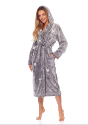 Szlafrok damski z kapturem w gwiazdki Nela - L&L 2213 Nela
