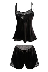 Komplet nocny satynowy czarny Doreen - DKaren