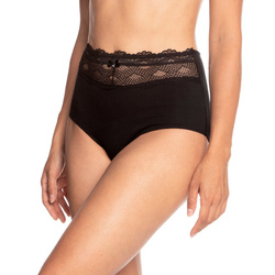 Figi damskie bawełniane z koronką czarne - Lama