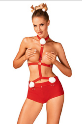 Komplet Obsessive Ms Reindy Set XS-2XL czerwony