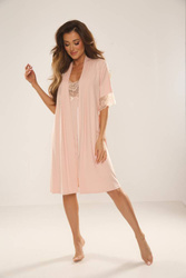 Szlafrok De Lafense 643 Noela kr/r S-2XL różowy pudrowy