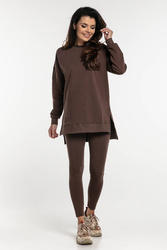 Bluza dresowa długa oversize Ana/Czekolada - Dolce Sonno