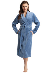 Szlafrok Luna 371 Velour M-XL damski błękitny