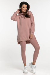 Bluza dresowa długa z kapturem Eve/Blush - Dolce Sonno