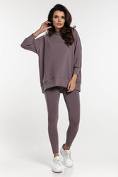 Bluza dresowa damska oversize z rękawem 3/4 moor - Dolce Sonno