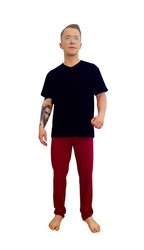 Piżama De Lafense 624 Kevin kr/r S-2XL granatowy-bordowy