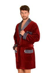 Szlafrok De Lafense 772 Bonjur krótki M-2XL męski bordowy